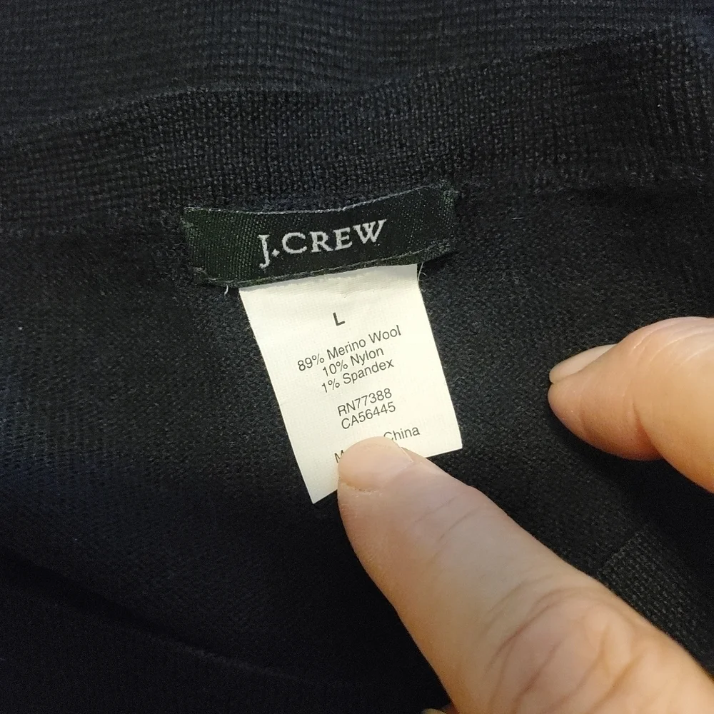 J. Crew Black Merino Wool Blend Sweater Dress Size Large, Business Classic